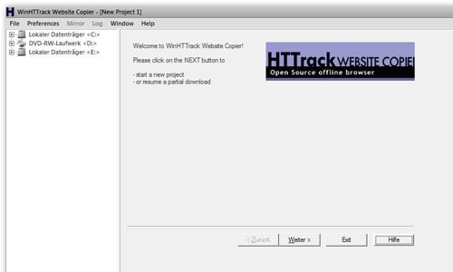 HTTrack starting page