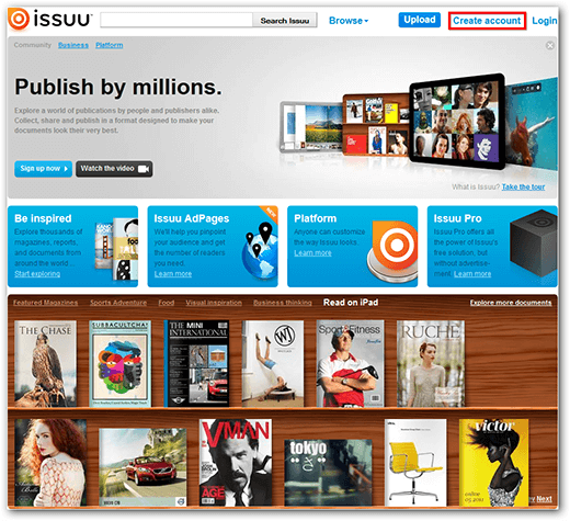 issuu homepage