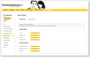 Homepage-Baukasten.de: Extras editieren