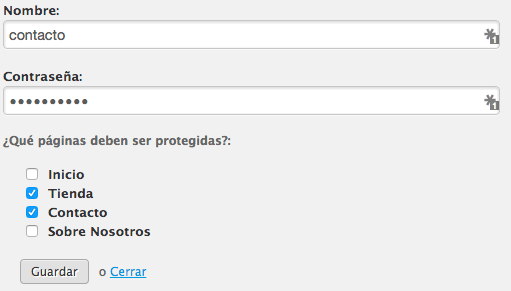 Proteger área con clave con Jiimdo