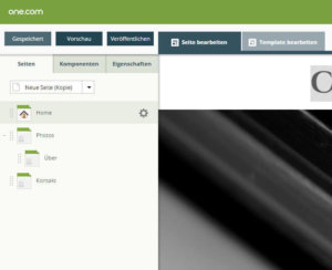 one.com seiten und navigation