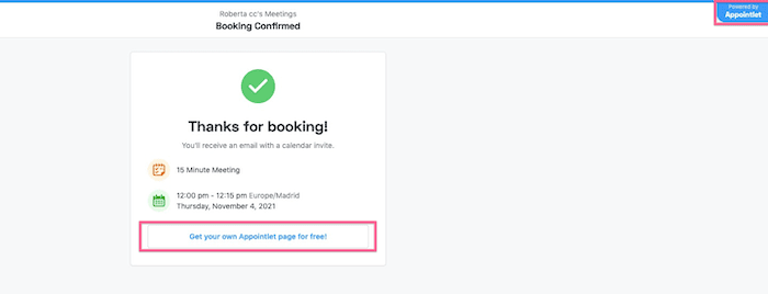 appointlet booking confirmation