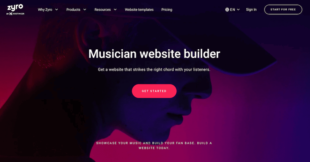 zyro musician website-builder
