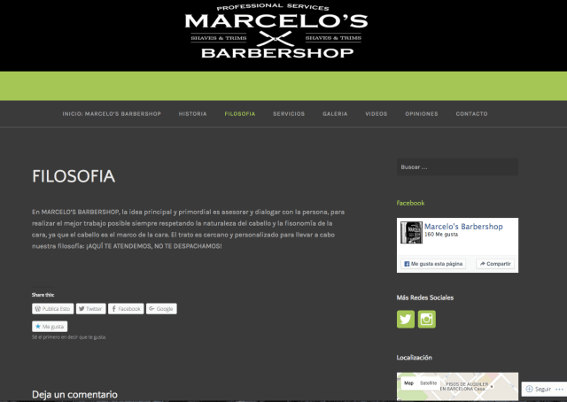 Marceko's Barbershop sitio web antiguo.