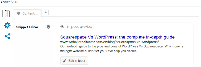 Squarespace vs. wordpress. WordPress Yoast Plugin.