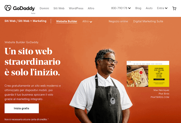 Creare sito web gratis: GoDaddy