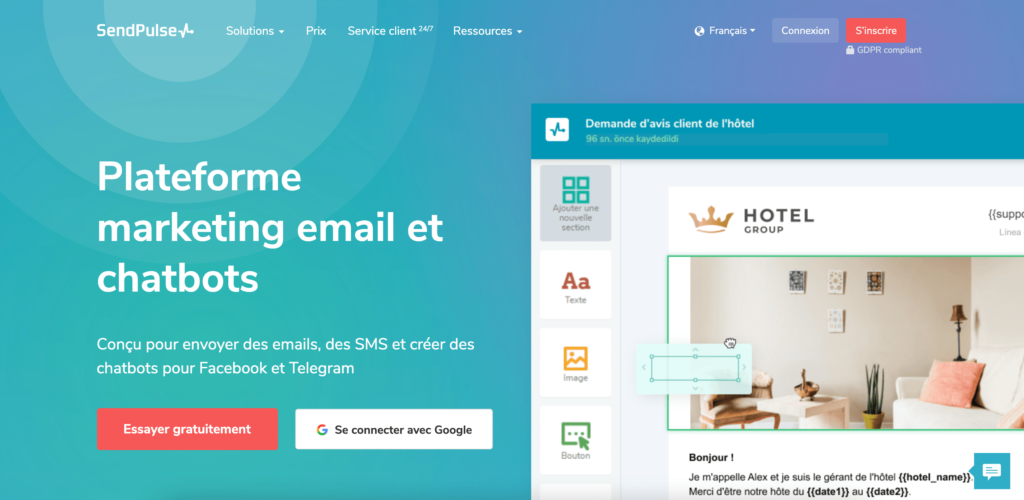 sendpulse logiciel emailing