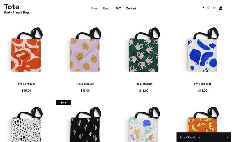 Plantilla Wix - Tienda de accesorios