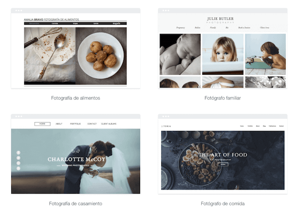 Plantillas Wix para sitios web de fotografía