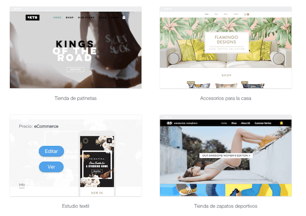 Wix: plantillas para tiendas online