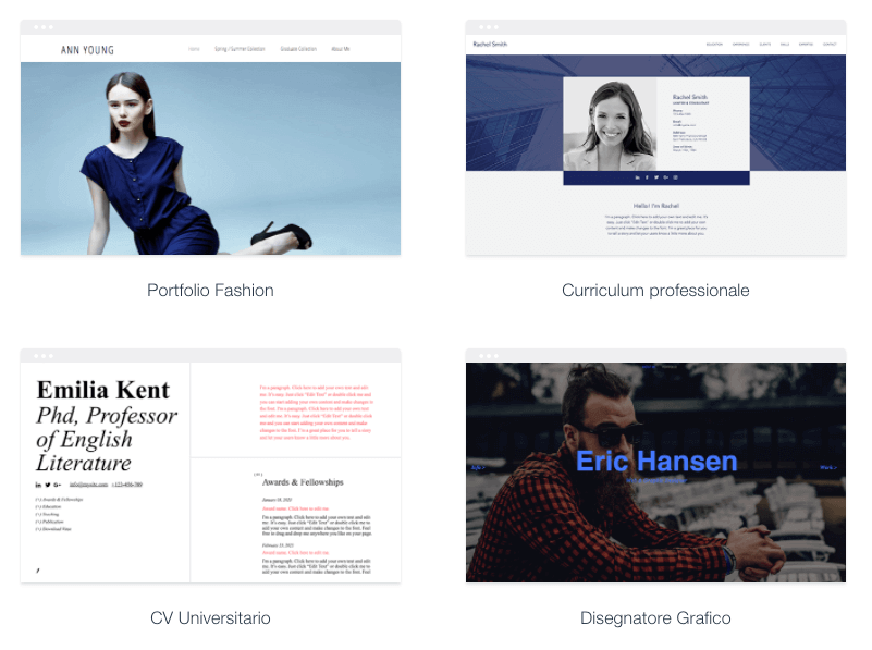 Wix esempi template portfolio