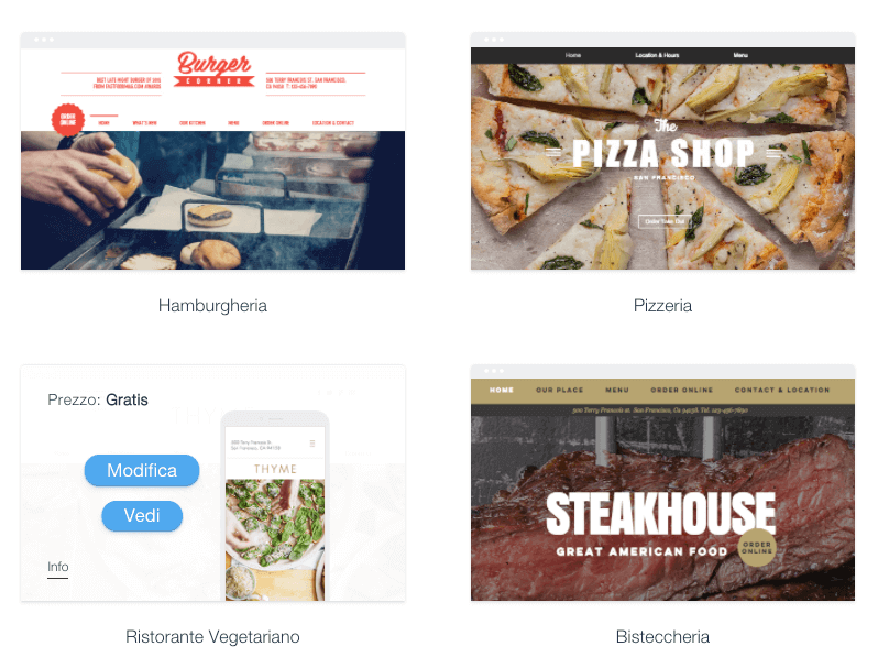 wix ristorante templates