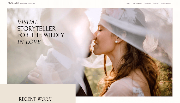 wix template Fotografo di matrimoni