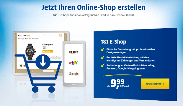 1&1 - E-Shop erstellen