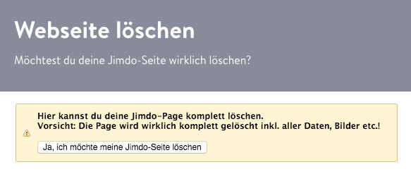 jimdo wirklich löschen