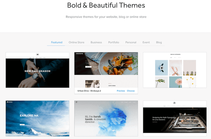 Weebly designs and themes