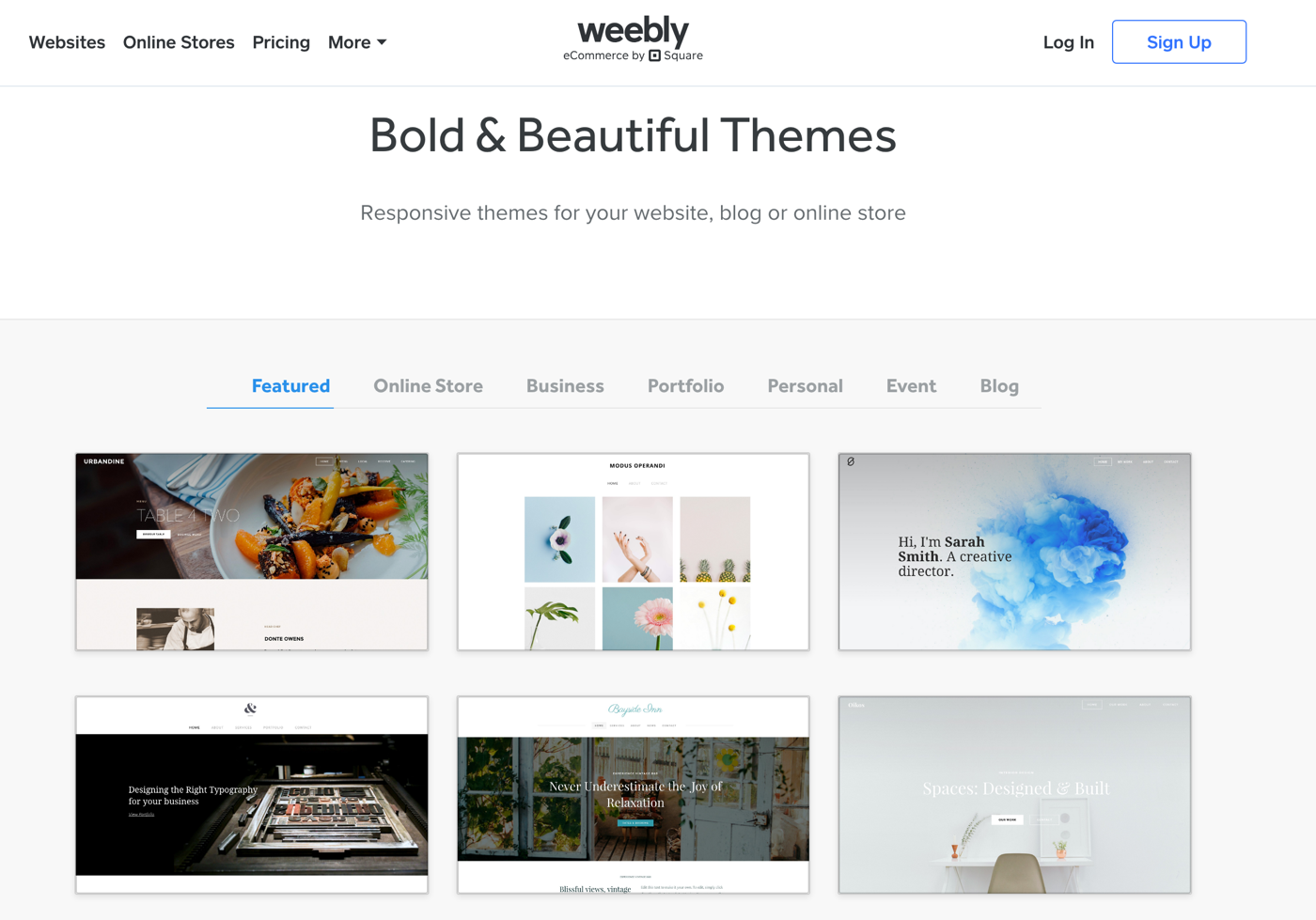 Weebly designs and themes