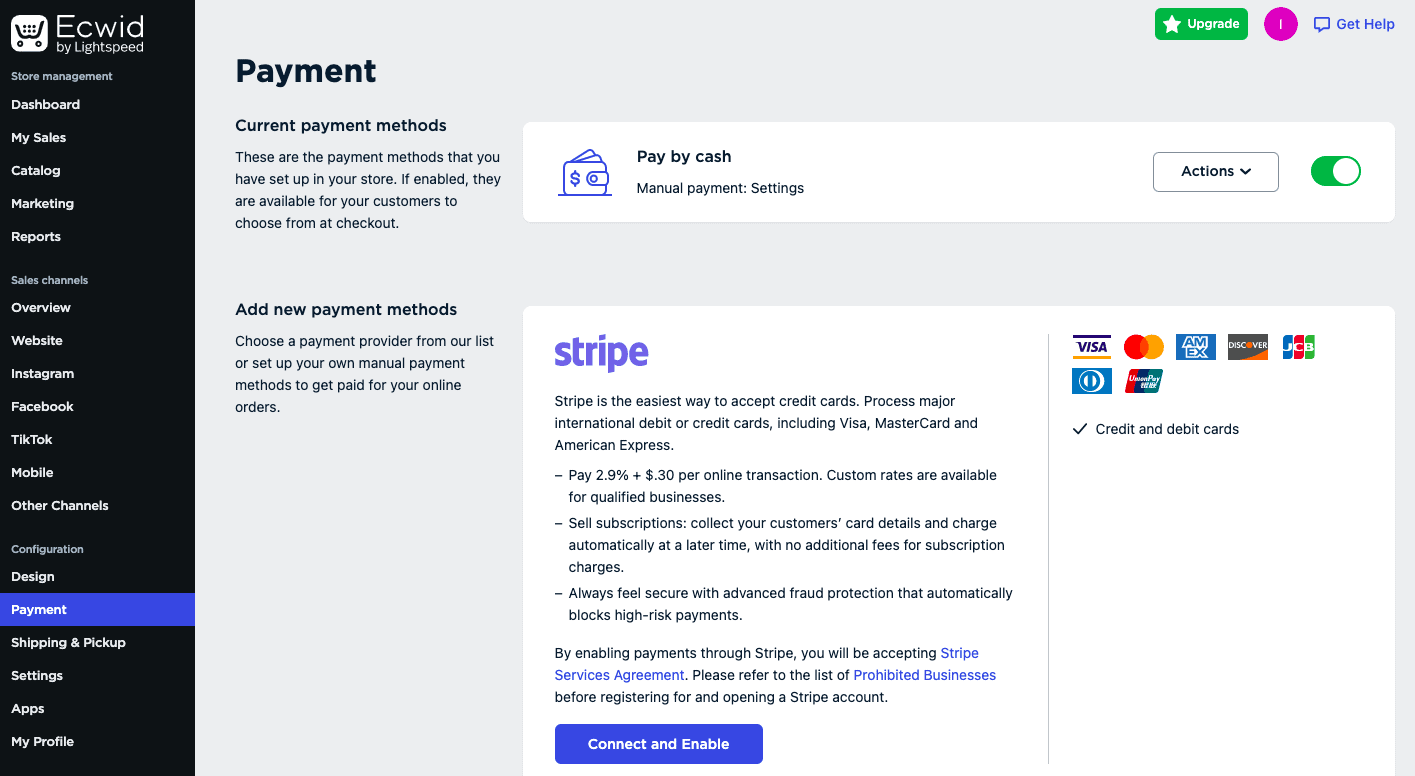 ecwid payment options