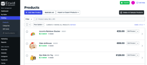 ecwid manage products