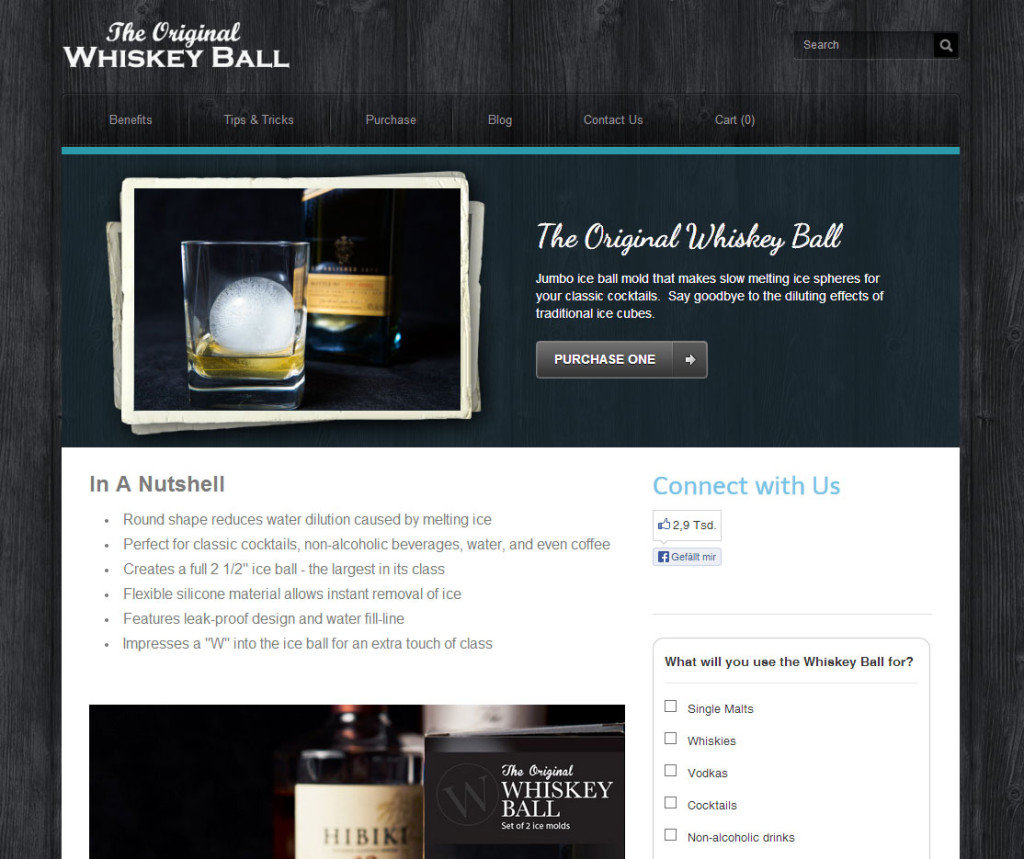 whisky ball - Weebly ecommerce example