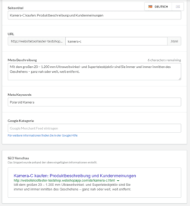 Lightspeed SEO Einstellungen