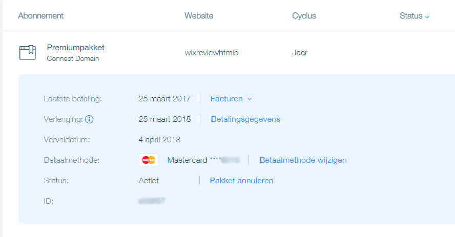 Wix pakket annuleren