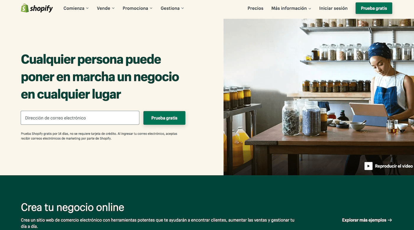 crear pagina web con shopify