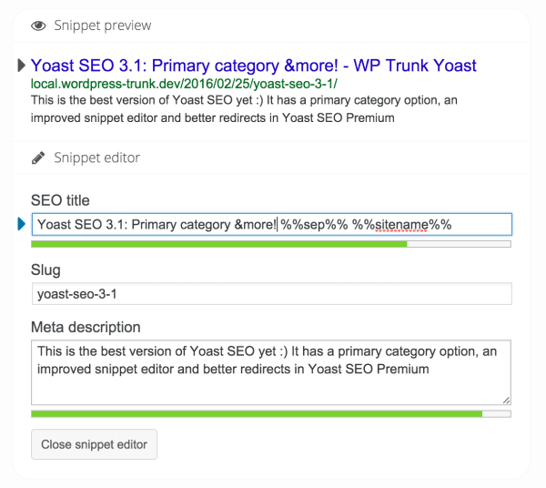 yoast seo google snippet