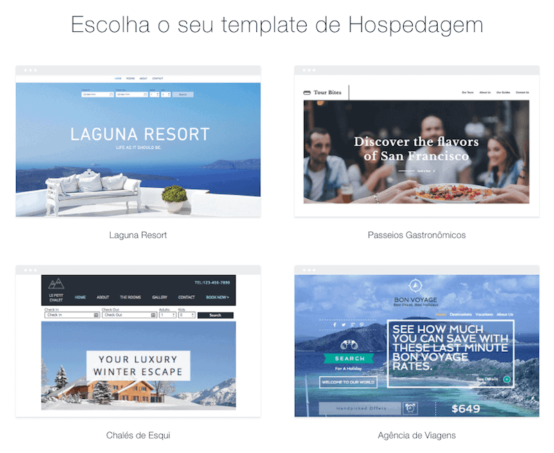 wix templates hospedagem