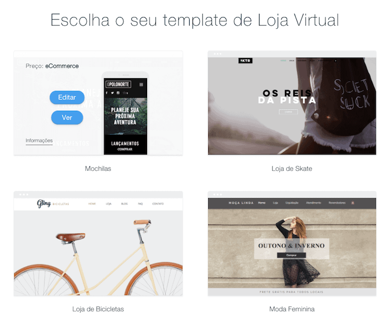 wix templates loja virtual