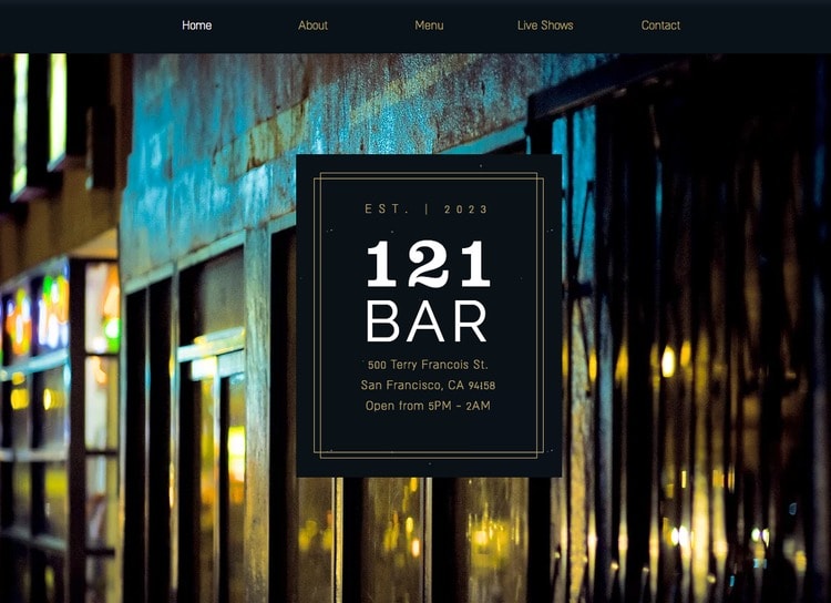 bar wix template