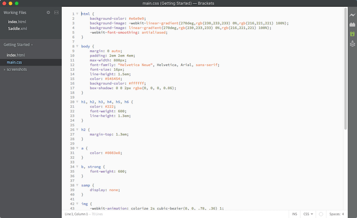 brackets programa editar codigo