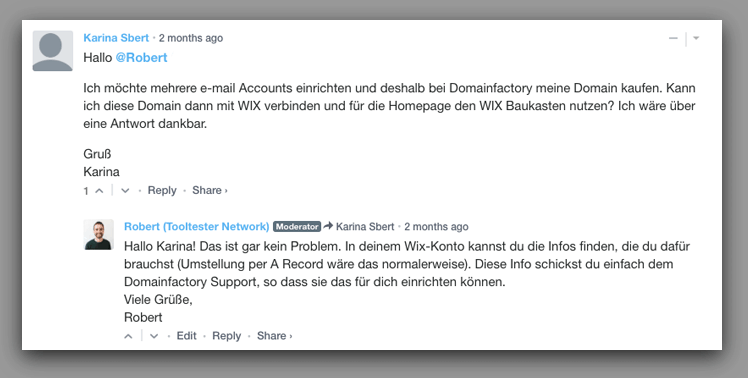 Wix email postfächer