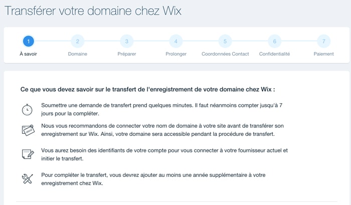 transferer domain a wix