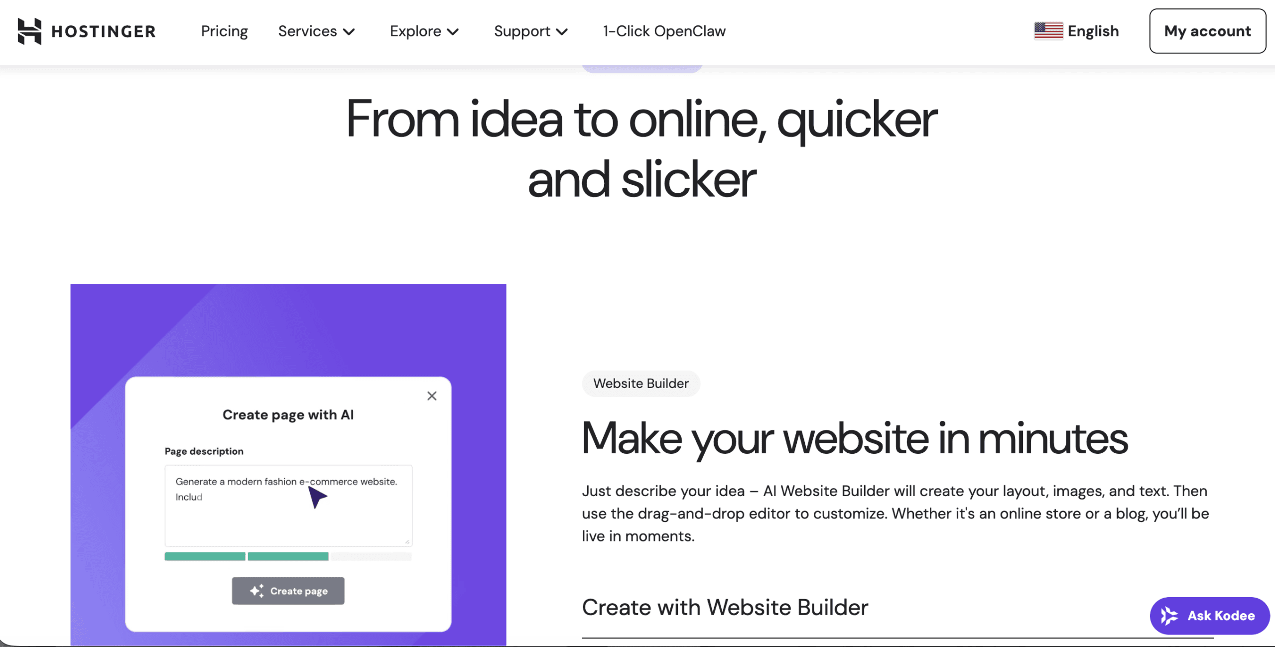 hostinger homepage