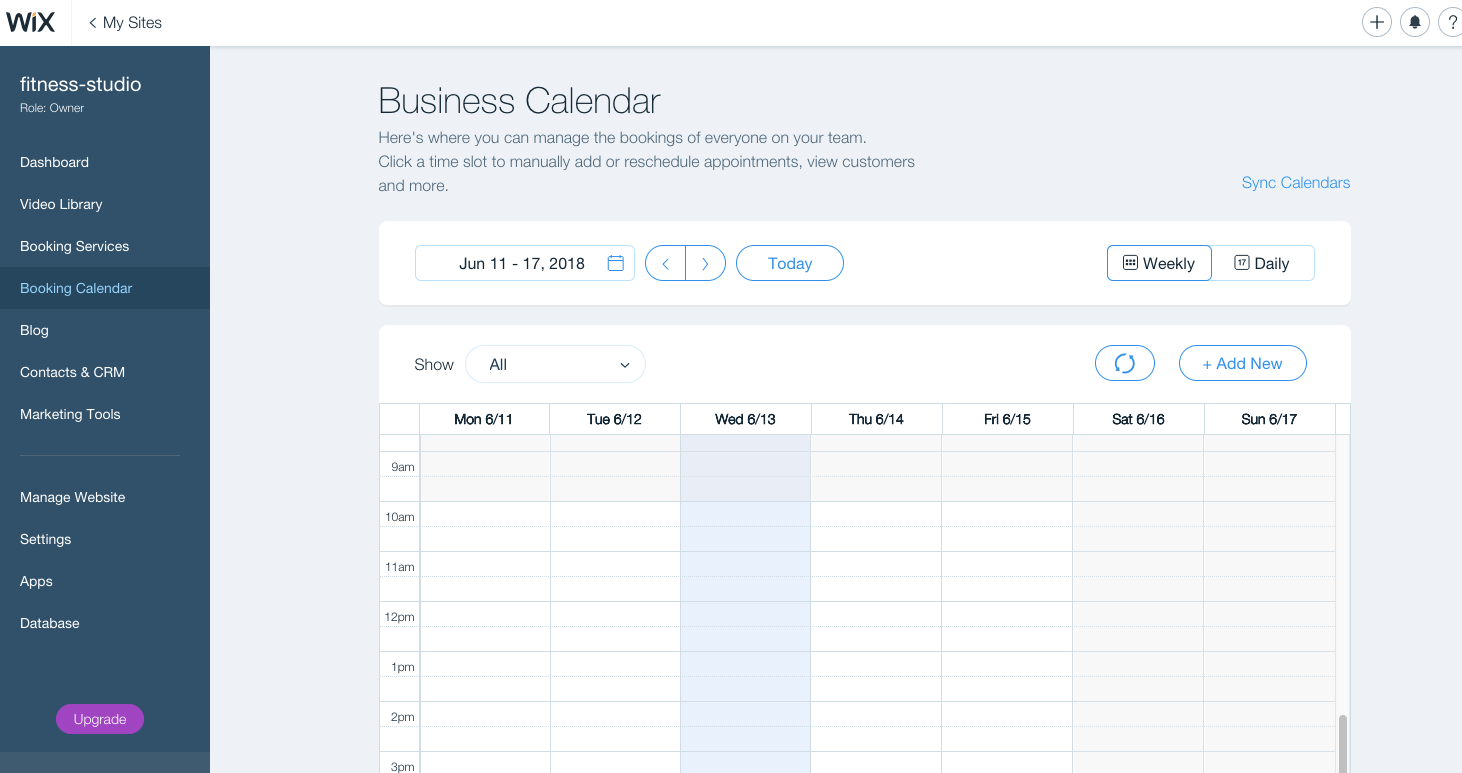 wix bookings calendar