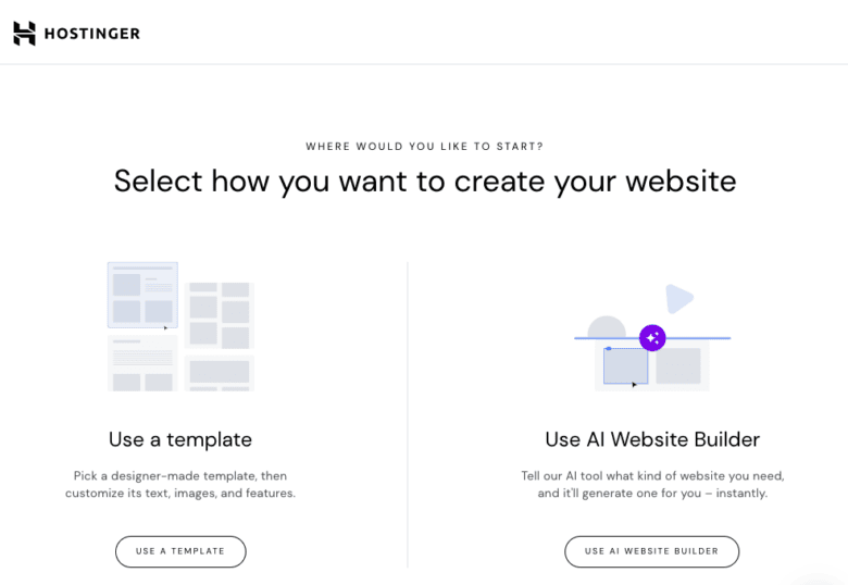 hostinger ai website builder option