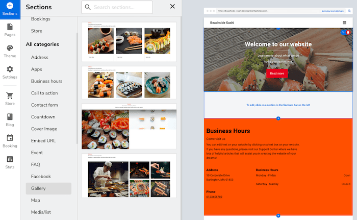 Constant Contact image sections