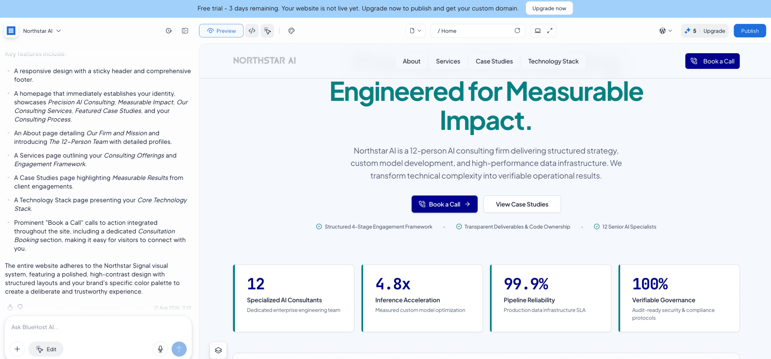 bluehost website builder result