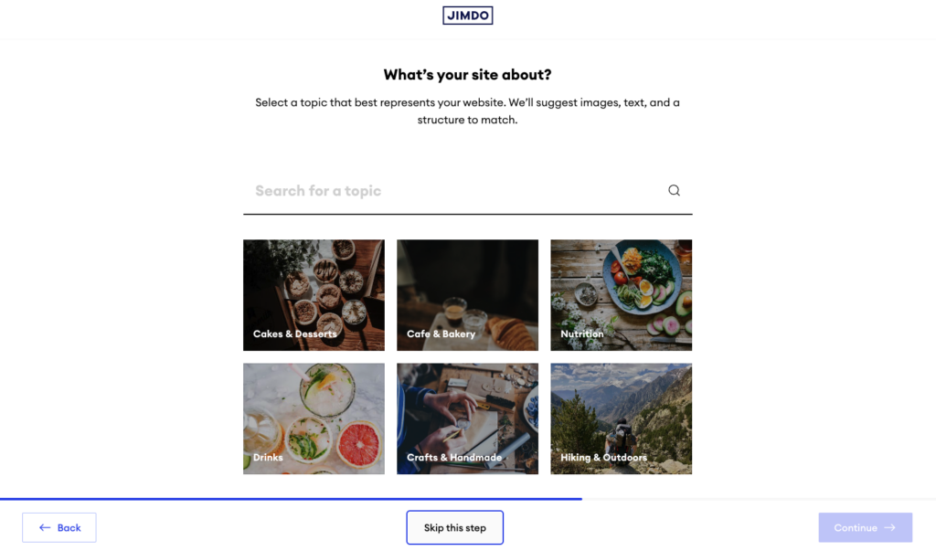 jimdo website creation process