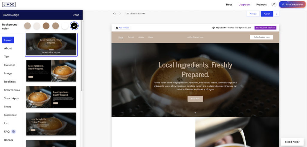 jimdo website editing