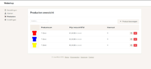 JouwWeb Webwinkel - Producten Overzicht
