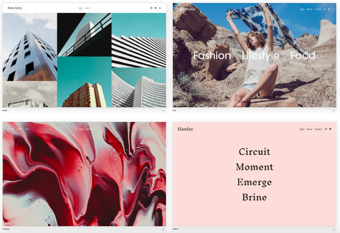 Squarespace template samples