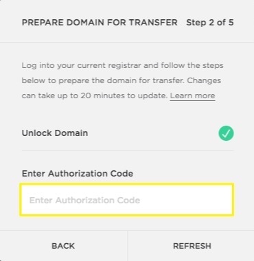 Squarespace domain prepare transfer