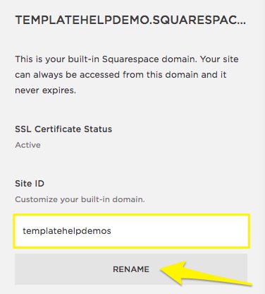 Squarespace domain rename ID