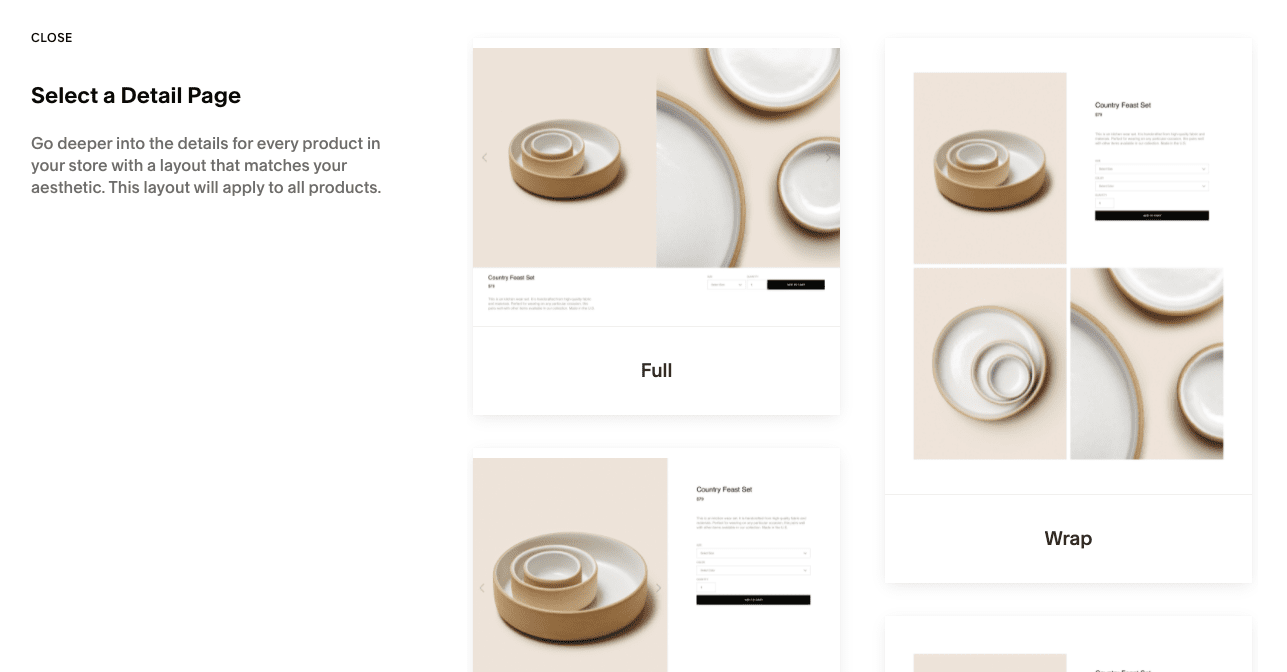 squarespace product layouts