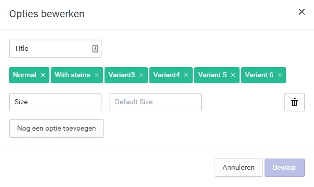 Varianten Shopify