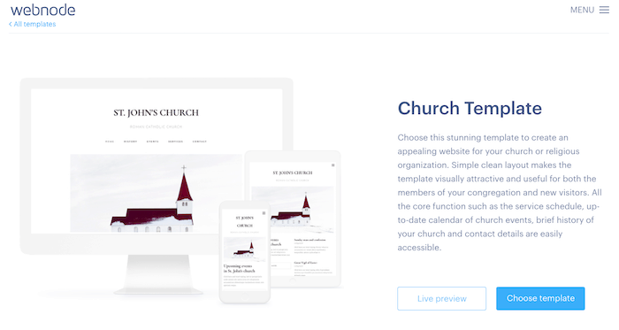 Webnode best church website builder