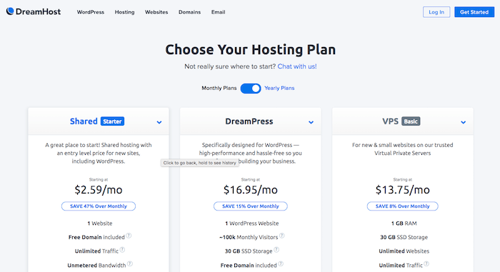 DreamHost is a good hosting to create a WordPress site