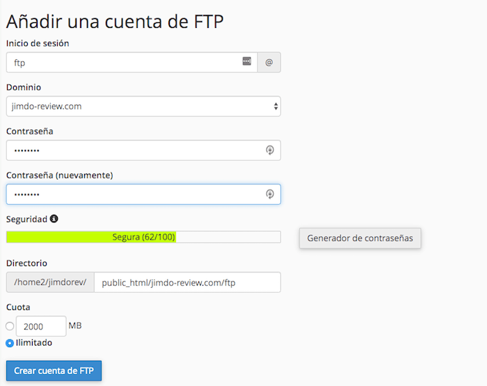 anadir cuenta ftp con webempresa